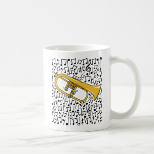Flugelhorn With Musical Notes, Brass Musician Coffee Mug