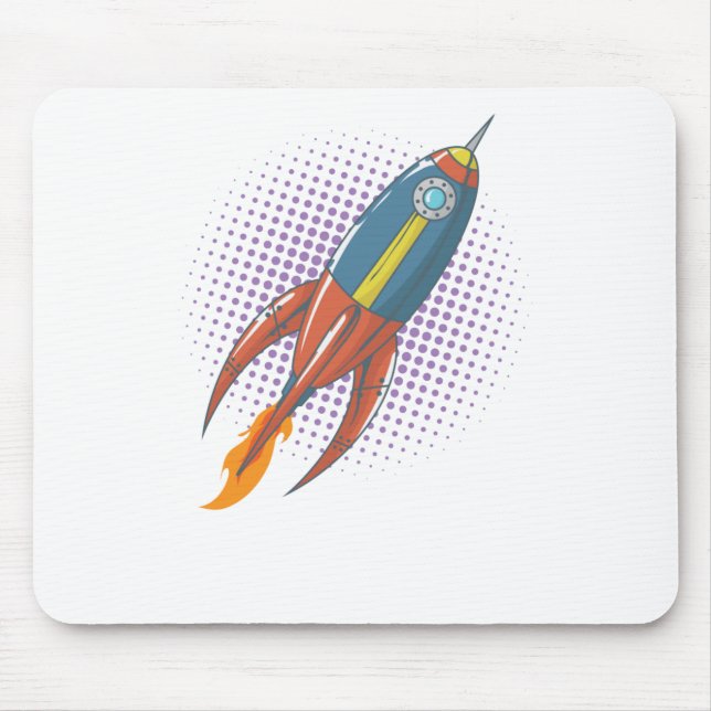 Flugkörper Rakete Weltall Comic Mond Mouse Pad (Front)