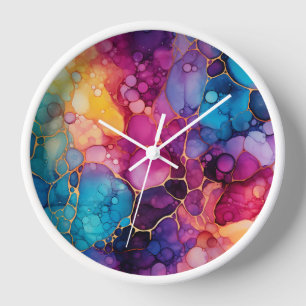 Fluid Abstract Alcohol Ink Clock