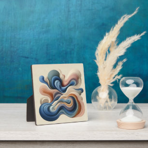 Fluid Abstract Flow – Earth & Blue Ribbon Art Plaque