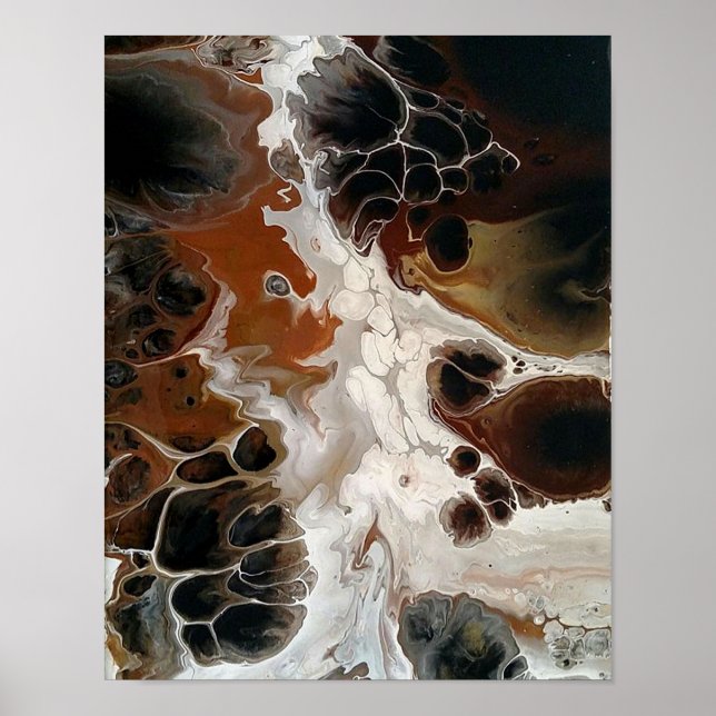 Fluid Acrylic Abstract Painting Brown Neutral Poster (Front)