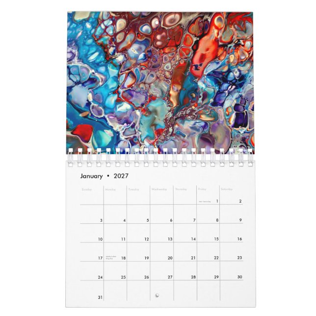 Fluid Acrylic Abstract Paintings Art Calendar (Jan 2027)