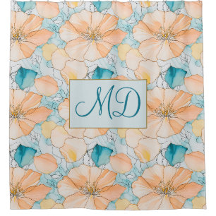 Fluid Art Floral Modern Pastel Bathroom Art Shower Curtain