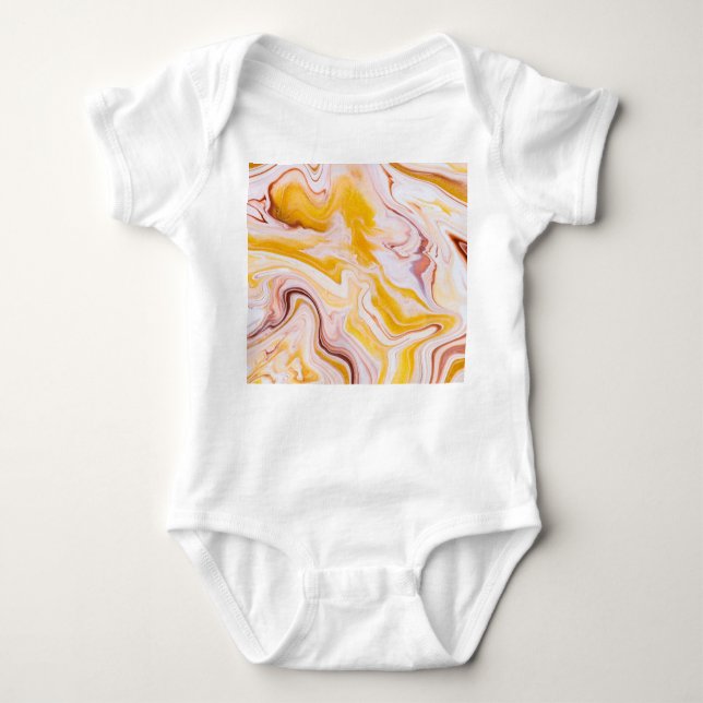 Fluid art: iridescent abstract texture. baby bodysuit (Front)