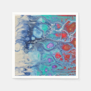 Fluid Art Red White Blue Paper Napkin
