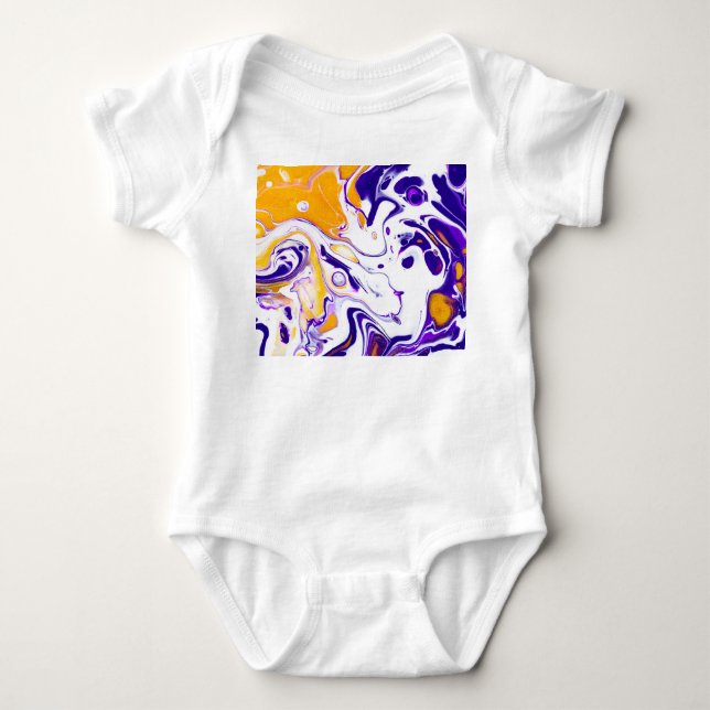Fluid art texture: swirling paints. baby bodysuit (Front)