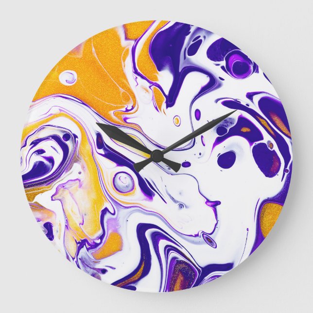Fluid art texture: swirling paints. large clock (Front)