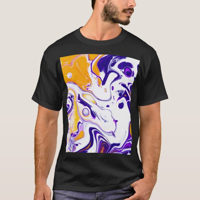 Fluid art texture: swirling paints. T-Shirt (Front)