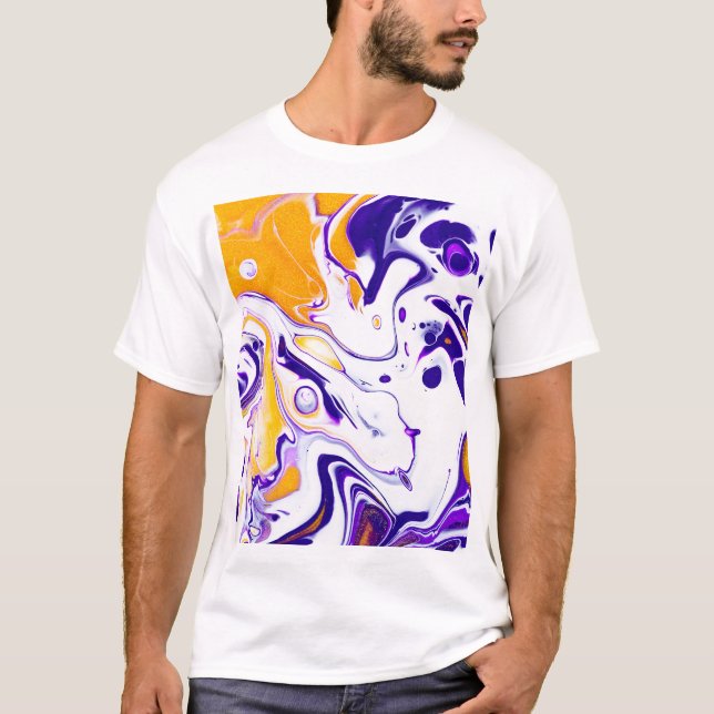 Fluid art texture: swirling paints. T-Shirt (Front)
