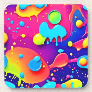 Fluid Colour Chaos: Dynamic Digital Artwork Coaster