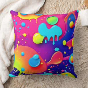 Fluid Colour Chaos: Dynamic Digital Artwork Cushion
