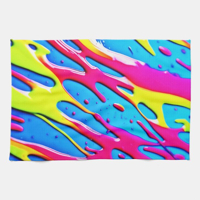 Fluid Colours: A Dripping Abstract Masterpiece Tea Towel (Horizontal)