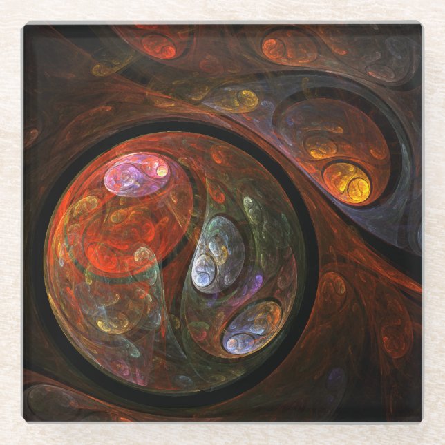 Fluid Connection Abstract Art Glass Coaster (Front)
