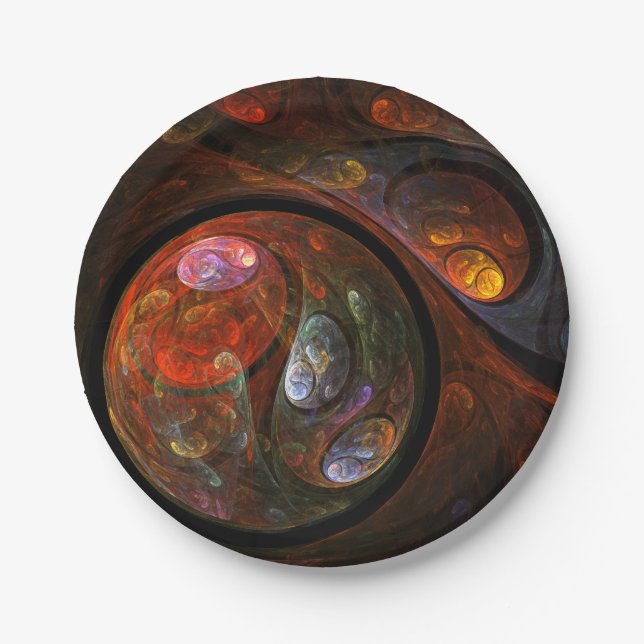 Fluid Connection Abstract Art Paper Plate (Front)