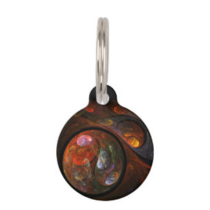 Fluid Connection Abstract Art Round Pet Tag