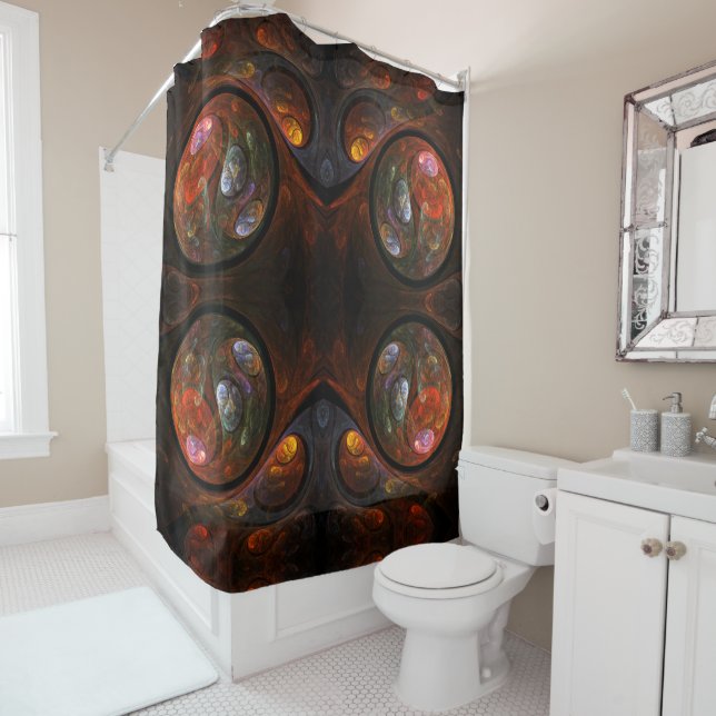 Fluid Connection Abstract Art Shower Curtain (In Situ)