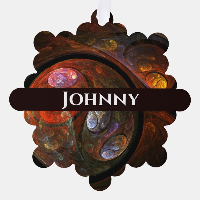 Fluid Connection Abstract Art Tree Decoration Card (Front)