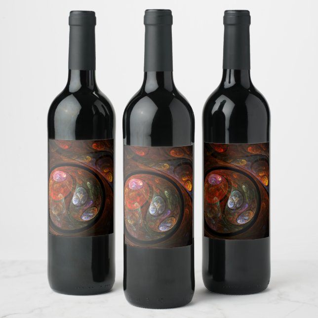 Fluid Connection Abstract Art Wine Label (Bottles)