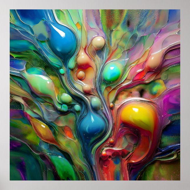  Fluid, Glossy, Bubbles Poster (Front)