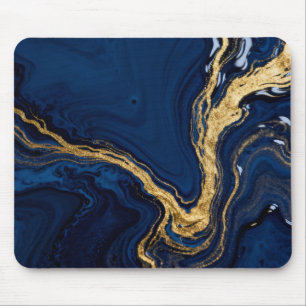Fluid Golden Marble Swirls Mouse Pad