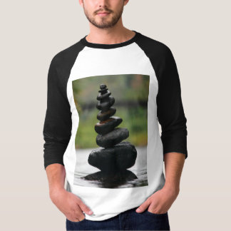 "Fluid Harmony: The Art of Stone Balancing on Wate T-Shirt