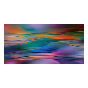 "Fluid Horizons" Contemporary Abstract Art      Poster