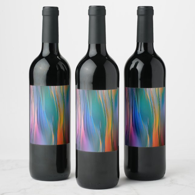 "Fluid Horizons" Contemporary Abstract Art      Wine Label (Bottles)