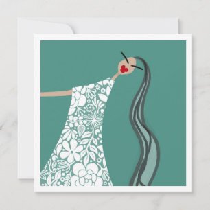 Fluid in White Flowers Glam Fashion Art Card