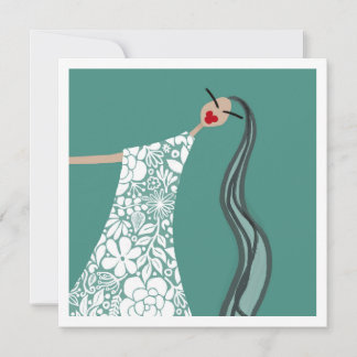 Fluid in White Flowers Glam Fashion Art Card