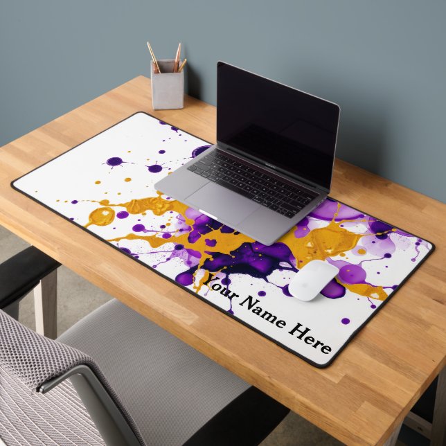 Fluid Ink Gold Marble Modern Desk Mat (Office 2)