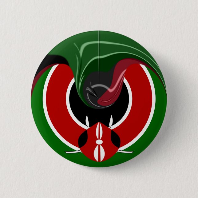 Fluid Kenya Flag Hakuna Matata 6 Cm Round Badge (Front)