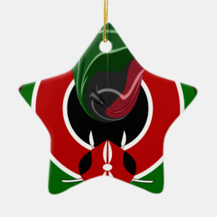 Fluid Kenya Flag Hakuna Matata Ceramic Tree Decoration