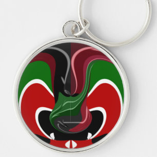 Fluid Kenya: National Flag Texture Abstract Art Key Ring