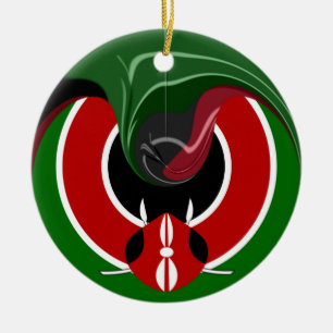 Fluid Kenyan Flag: A Modern Design Ceramic Tree Decoration
