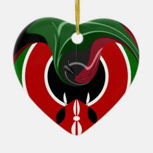 Fluid Kenyan Flag: A Modern Design Ceramic Tree Decoration
