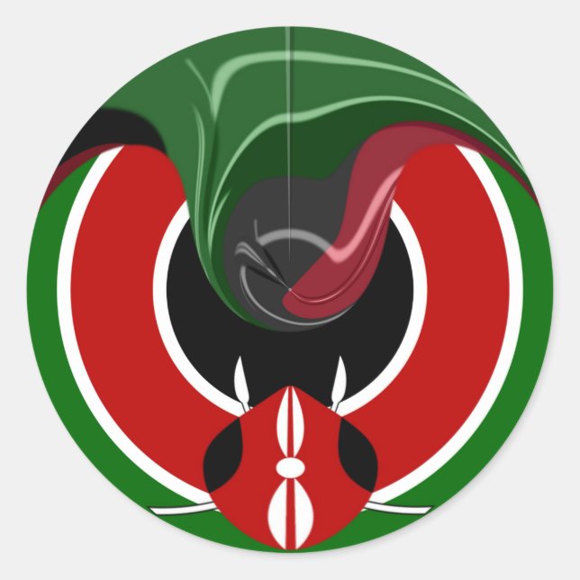 Fluid Kenyan Flag: A Modern Design Classic Round Sticker (Front)