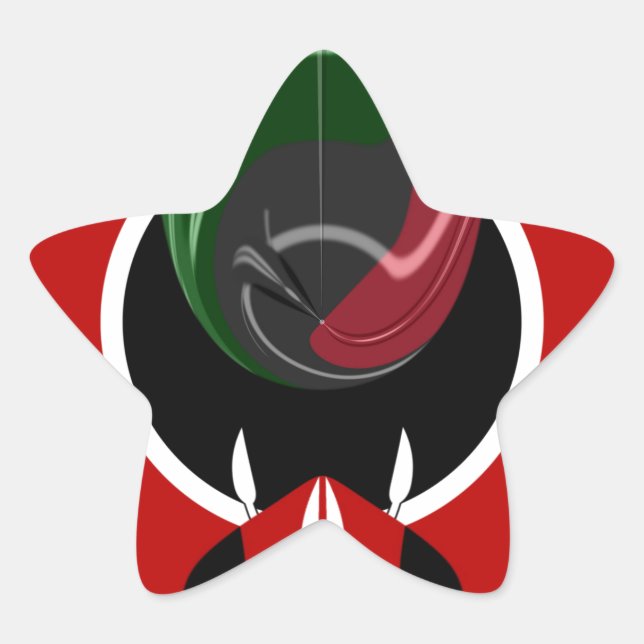 Fluid Kenyan Flag: A Modern Design Star Sticker (Front)