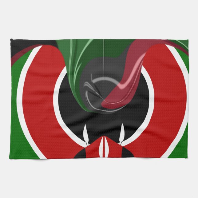Fluid Kenyan Flag: A Modern Design Tea Towel (Horizontal)