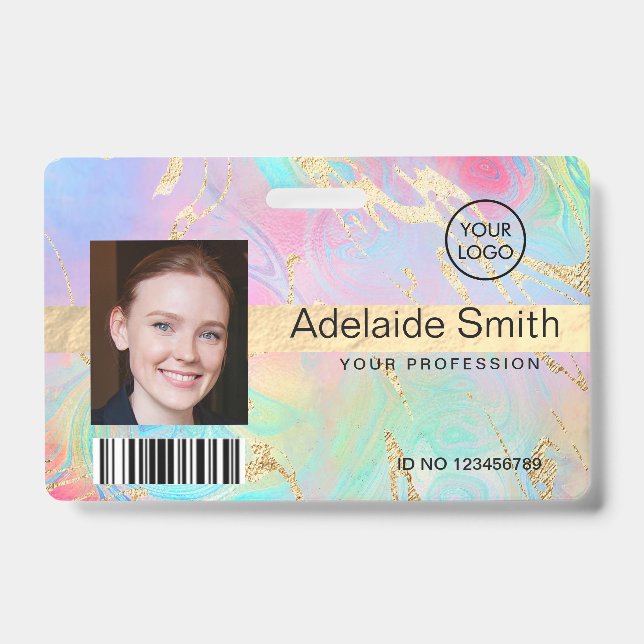  fluid marble art badge ID badge (Front)