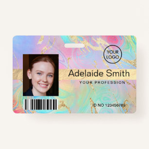  fluid marble art badge ID badge