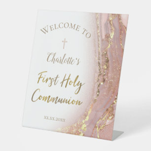 fluid marble   First Communion Pedestal Sign