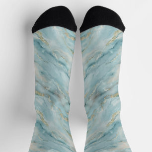 Fluid Marble in Dusty Teal and Accent Texture Socks