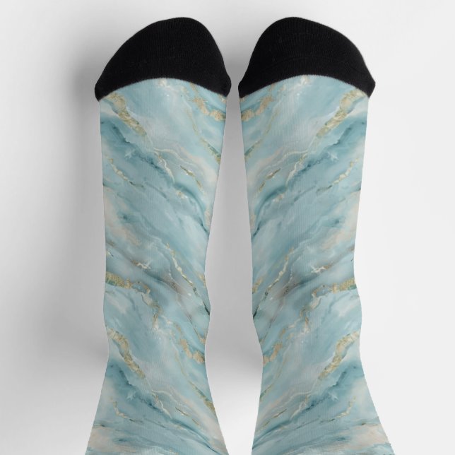 Fluid Marble in Dusty Teal and Accent Texture Socks (Top)