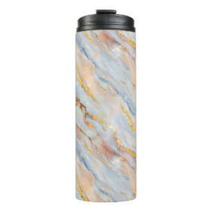 Fluid Marble in Tones of Gray, Peach and Gold  Thermal Tumbler