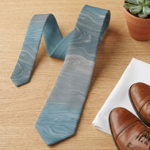 Fluid marble swirl slate blue tie