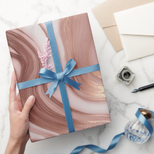 Fluid Motion Rose Gold Pink Glow Abstract Pattern Wrapping Paper