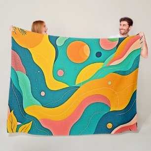 Fluid Organic Shapes Art Fleece Blanket