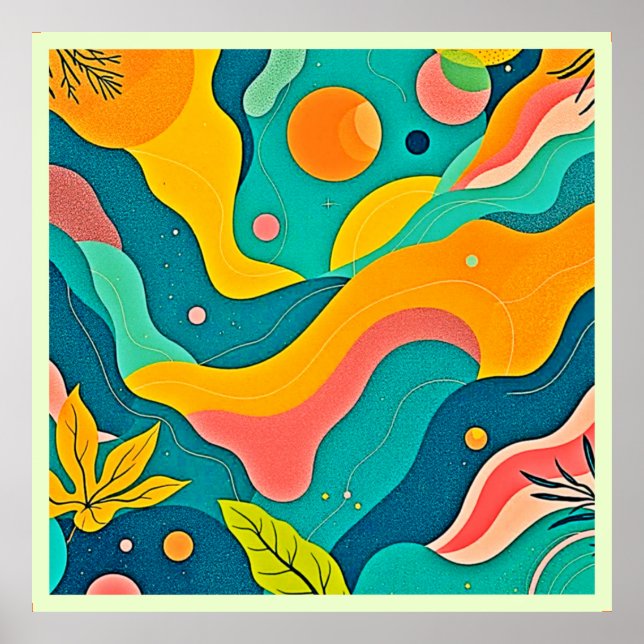 Fluid Organic Shapes Art Poster (Front)