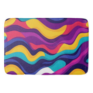 Fluid paint abstract flow bath mat