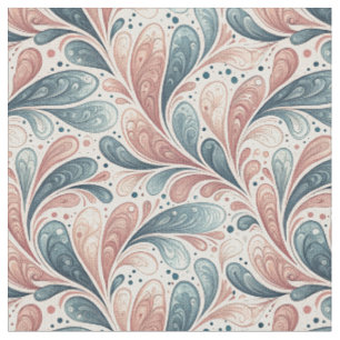 Fluid Paisley Swirls & Abstract Tear Drop Pattern Fabric